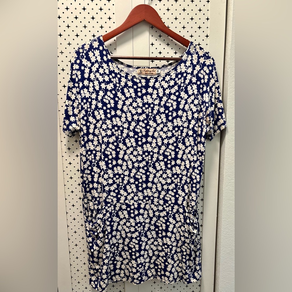 Fighting Eel Navy Floral Tshirt Dress